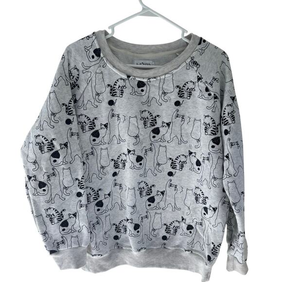 LA Soul All Over Cat Print Pullover Sweatshirt Size Large - Picture 1 of 6